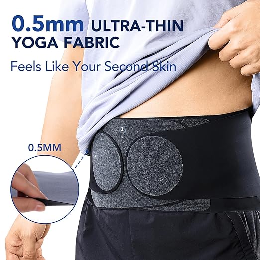 0.5mm Ultra Thin Back Brace for All Day Comfort, Wear under Clothes | Invisible Back Support, Seamless Design, Removable Lumbar Pad, Adjustable Compression, Lower Back Pain Relief, Black, Size XL