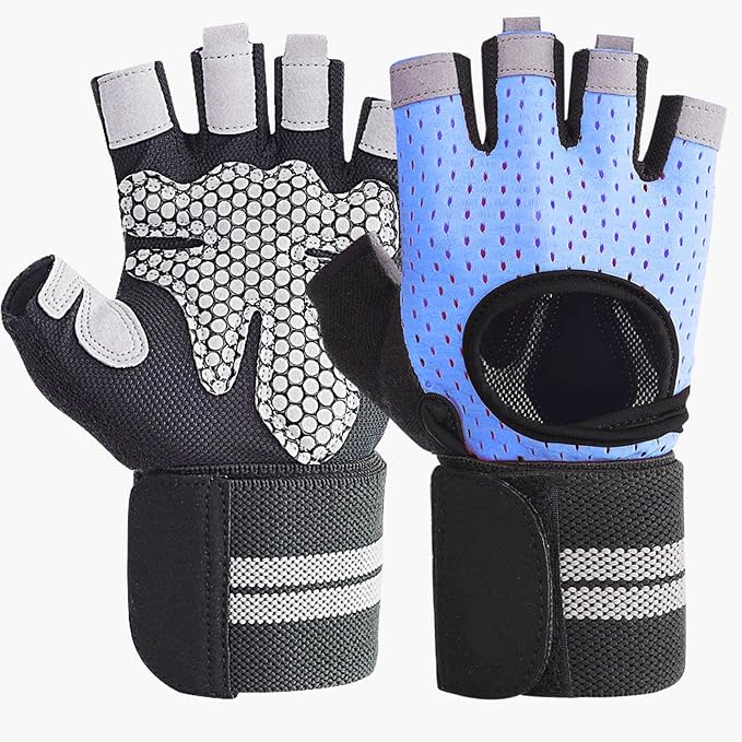 SUJAYU Weightlifting Gym Gloves for Men Women, Breathable Workout Gloves, Anti-Slip Exercise Gloves, Adjustable Wrist Support, Full Palm Protection, Lightweight