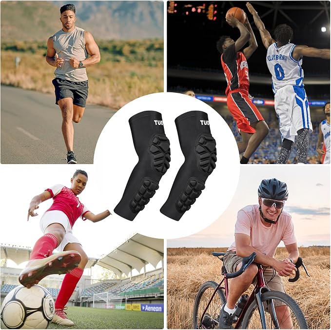 Padded Arm Sleeves Elbow Forearm Crashproof Pads Compression Protection for Football Volleyball Basketball 2 Pack