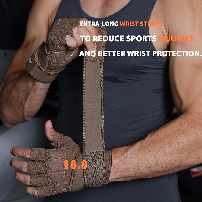 Workout Gloves for Men - Gym Weight Lifting Padded Gloves with Wrist Wrap Support, Full Palm Protection & Silicone Grip Gym Gloves, Exercise, Cross Training, Fitness, Pull-up