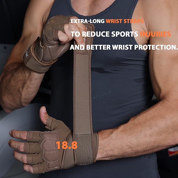 Workout Gloves for Men - Gym Weight Lifting Padded Gloves with Wrist Wrap Support, Full Palm Protection & Silicone Grip Gym Gloves, Exercise, Cross Training, Fitness, Pull-up