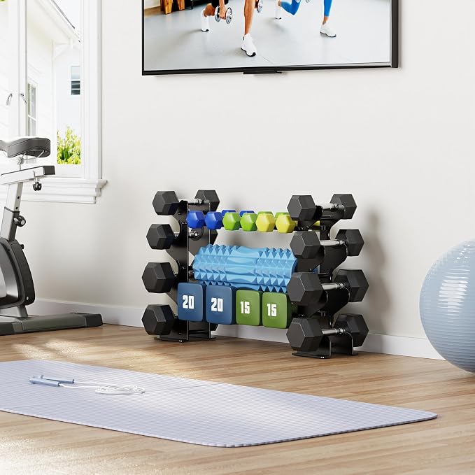 Dumbbell Rack Stand for Home Gym: Rack Only Holder for Dumbbells, Free Weights, 400LB Capacity Heavy-Duty Compact Storage Organizer