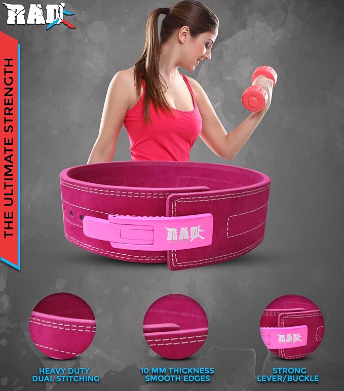 RAD Lever Weight Lifting Gym Belt for Men & Women Size 63 TO107 CM,Thick 10MM & Width 4 Inch Lever Powerlifting Belts for Women Dead Lift Workout Belt Leather Weight Lifting Lever Gym Squat Belt