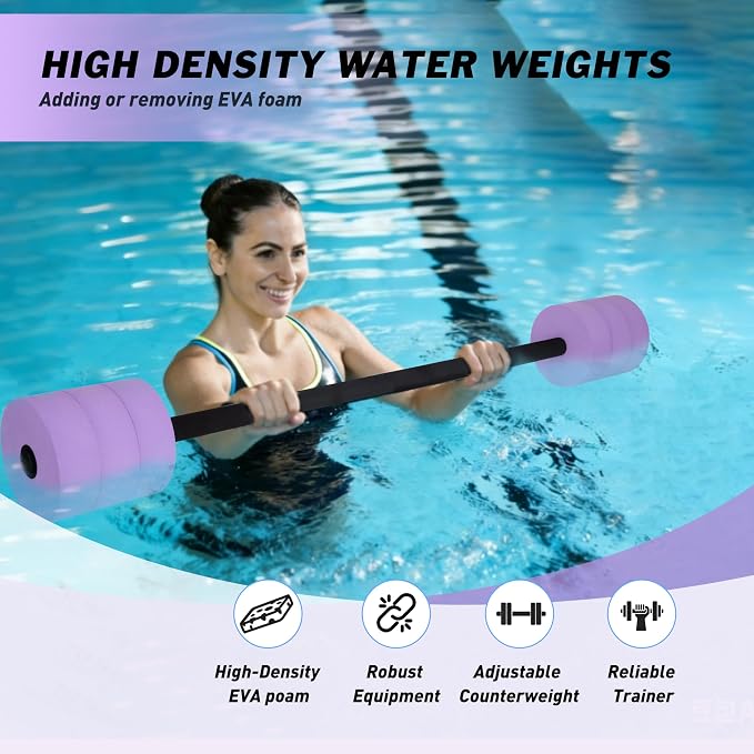 Hikeen Aquatic Exercise Dumbbells Water Dumbbell Pool Resistance Aquatic Fitness Barbells with 4 High-Density EVA Foam Pool Weights Dumbbells, for Water Aerobics Weight Loss