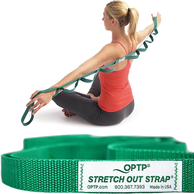 OPTP The Original Stretch Out Strap with Exercise Book, USA-Made Yoga Strap | USA-made Stretch Out Strap for flexibility & mobility, physical therapy, yoga stretching strap & knee therapy strap
