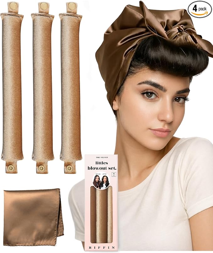 Littles Heatless Curls Overnight Rods - Upgraded Directional Grip Velvet Heatless Hair Curler to Sleep in No Heat Heatless Curling Flexi Rods Foam Hair Rollers for Blowout Look Long & Short Hair