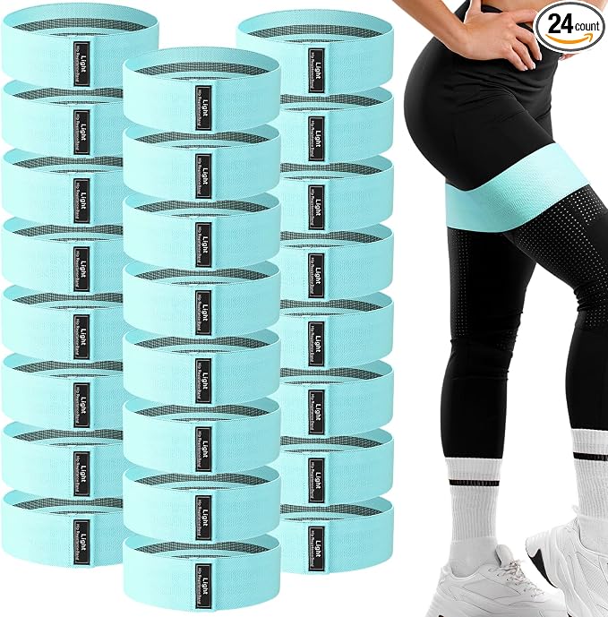 24 Pcs Fabric Resistance Bands for Working Out Strength Exercise Bands for Women Men Resistance Loop for Legs and Butt, Yoga, Pilates, Rehab, Fitness and Home