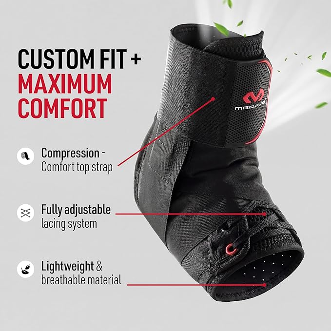 McDavid Ankle Brace Ultralight for Sprained Ankle, Figure 8 Ankle Braces, Lace up Ankle Brace, Ankle Braces for Men and Women, Ankle Support Brace and Stabilizer