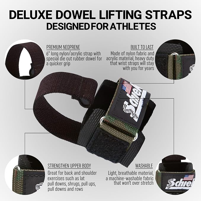 Schiek Sports Model 1000-DLS Deluxe Dowel Lifting Straps