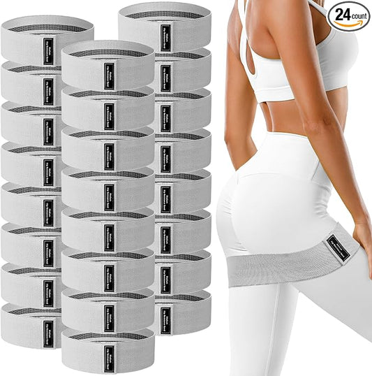 24 Pcs Fabric Resistance Bands for Working Out Strength Exercise Bands for Women Men Resistance Loop for Legs and Butt, Yoga, Pilates, Rehab, Fitness and Home
