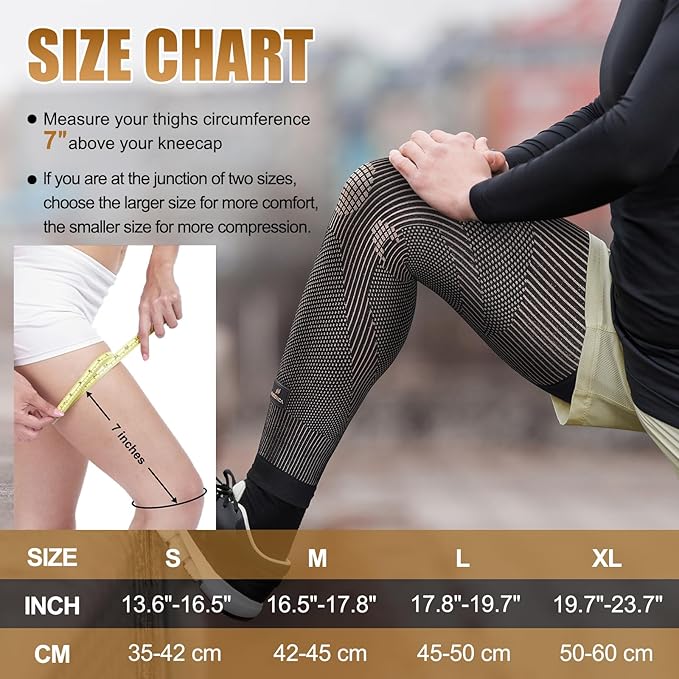 NEENCA Copper Compression Leg Sleeve, Ultra-thin with Copper Ions Infused | Full Leg Sleeve for Knee Pain Relief, Muscle Recovery, Swelling, Inflammation, Promotes Circulation, Sports, Workout...