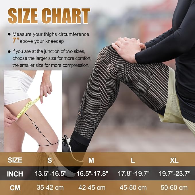 NEENCA Copper Compression Leg Sleeve, Ultra-thin with Copper Ions Infused | Full Leg Sleeve for Knee Pain Relief, Muscle Recovery, Swelling, Inflammation, Promotes Circulation, Sports, Workout...