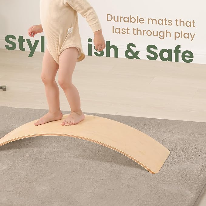 Extra Large 79"×158" Baby Play Mat for Floor,1.3" Thick Elasti Foam Playroom Mat for Toddler,Infant,Kids,Ultra Soft Velvet Classroom Rug,Non Slip Backing Safe for Crawling&Tummy Time(Beige)
