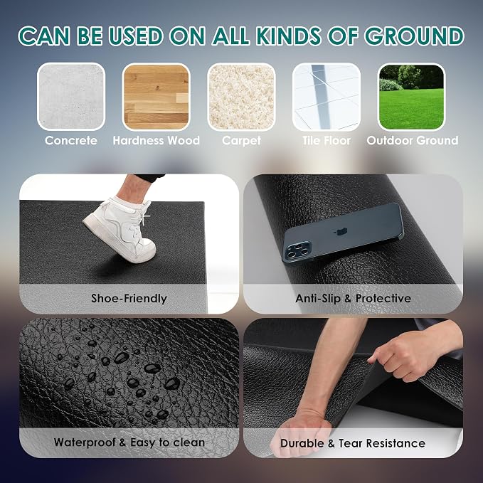 Large Exercise Mat, 8' x 6'/8' x 4'/6' x 4' Extra Durable Workout Mats for Home Gym Flooring, High-Density Gym Mats Cardio Mat for Jump Rope, MMA, Stretch, HIIT, Shoe-Friendly, Non-Slip, Non-Toxic