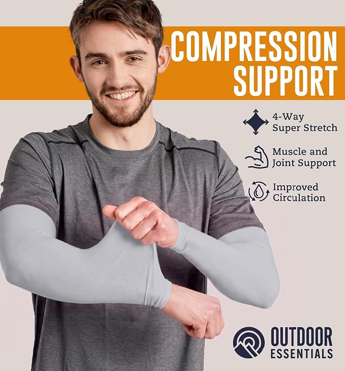 OutdoorEssentials UV Sun Sleeves for Men & Women, Cooling Arm Sleeves UPF 50+ | Golf, Tattoo Cover Up, Sun Protection