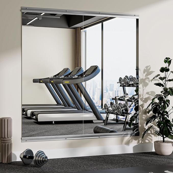VooBang Home Gym Mirror 2 PCS 33"×60", Frameless Wall Mirror Full Length | Shatterproof Tempered Glass Large Body Mirror Hanging for Dancing Studio, Exercise, Fineness, Yoga