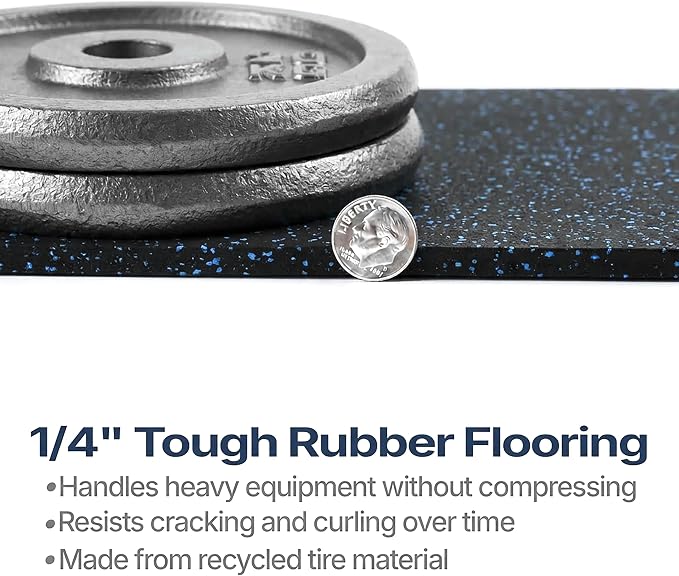 Flooring Inc's 1/4" Thick Tough Rubber Flooring Roll | Flexible Recycled Rubber Floor Mats for Home Gym | Heavy Duty Rubber Mat for Home Gyms, Sheds, Horse Stall Mat or Trailer