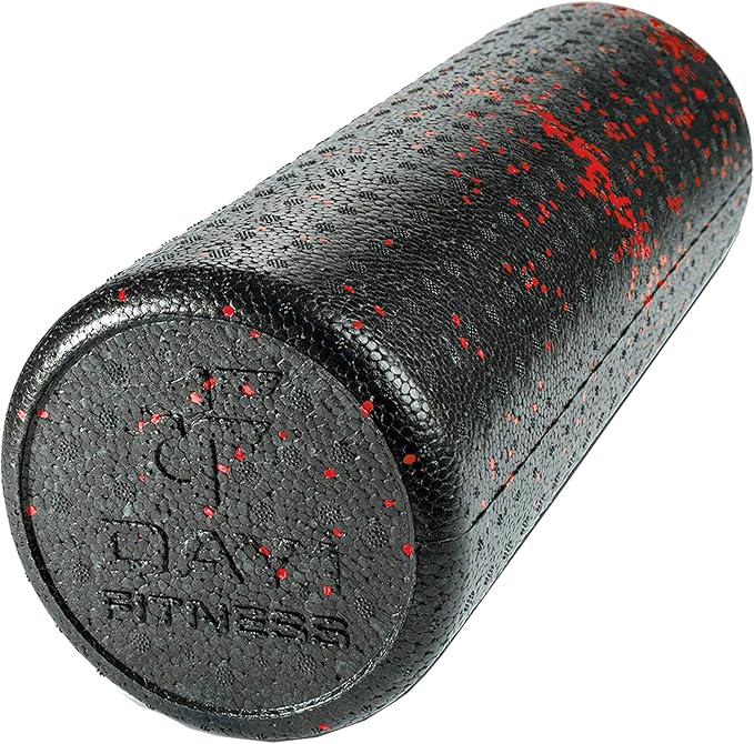 Day 1 Fitness High Density Muscle Foam Rollers - Sports Massage Rollers for Stretching, Physical Therapy, Deep Tissue, Myofascial Release - Ideal for Exercise and Pain Relief - Speckled Red, 18”