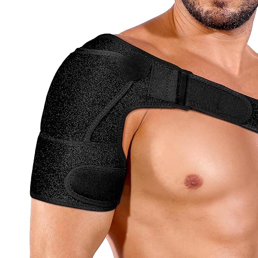 Shoulder Brace for Men and Women, Adjustable Shoulder Support Compression Sleeve for Torn Rotator Cuff Relief and Stability, Fits Right or Left,Arm Sling Shoulder for Daily Use and Recovery (2, Black)