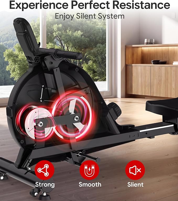 Wenoker Rowing Machine for Home, Magnetic Rower Machine, 350 LB Weight Capacity, 16-Level Silent Resistance Row Machine for Gym Exercise