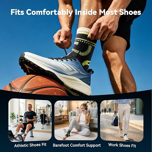 Ankle Brace for Men & Women,Sprained Ankle Support with Dual Silicone Pads,Ankle Compression Sleeve with Adjustable Strap,Targeted Compression for Plantar Fasciitis Relief (Black, Small)