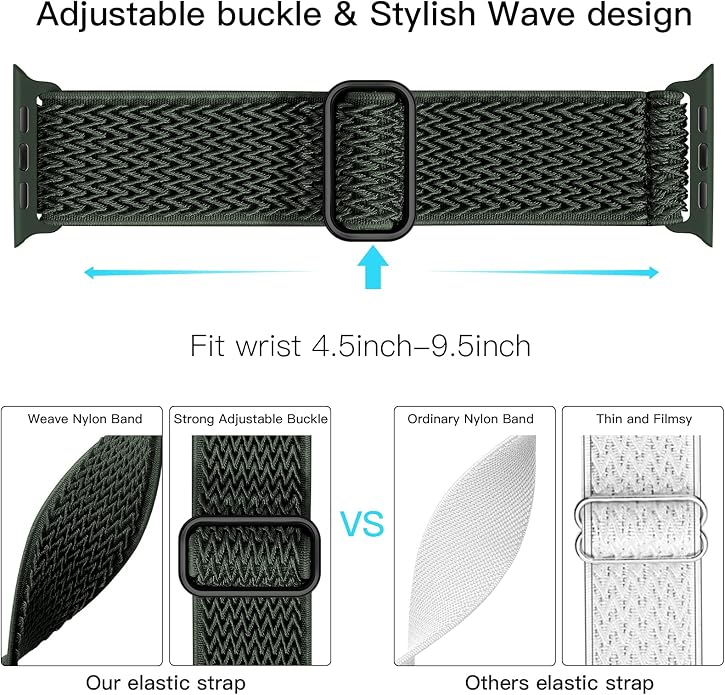 Lerobo Stretchy Nylon Solo Loop Band, Compatible with Apple Watch Series 11 10 9 8 7 6 5 4 3 SE3/2/1 Ultra3/2/1, Adjustable Strap for iwatch Band 44mm 45mm 46mm 49mm 42mm 40mm 41mm 38mm for Women Men