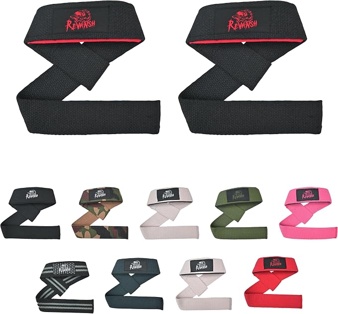 Sports Lifting Wrist Straps for Weightlifting Gym Deadlift and Pull Ups 24 Inch Cotton with 5mm Padded Neoprene and Silicone Grip for Powerlifting Bodybuilding Men Women