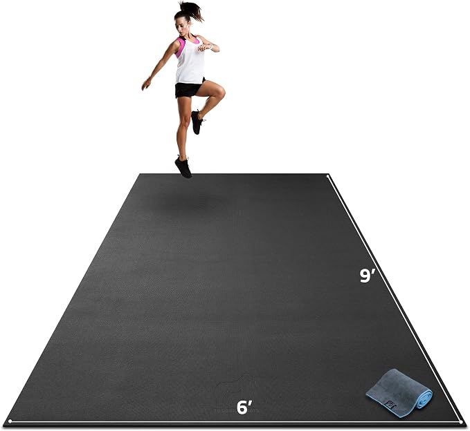 Gorilla Mats Extra Large Exercise Mat – 9'x6', 12'x6', 15'x6' (1/4" Thick) – Ultra Durable Workout Mat for Home Gym Flooring – Non-Slip, Flat Fitness, Yoga & Weight Lifting Floor Mat