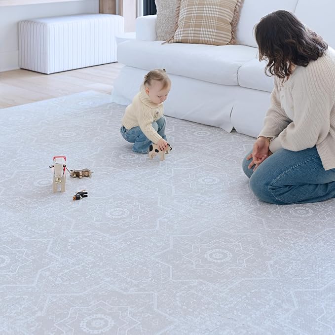 Little Landings Baby Play Mat for Floor - Layla (4x6ft) - Premium EVA Foam Play Mat for Babies & Toddlers (Ages 0-5+) - Non-Toxic Playmat for Tummy Time, Crawling & Playroom - Stylish & Comfortable