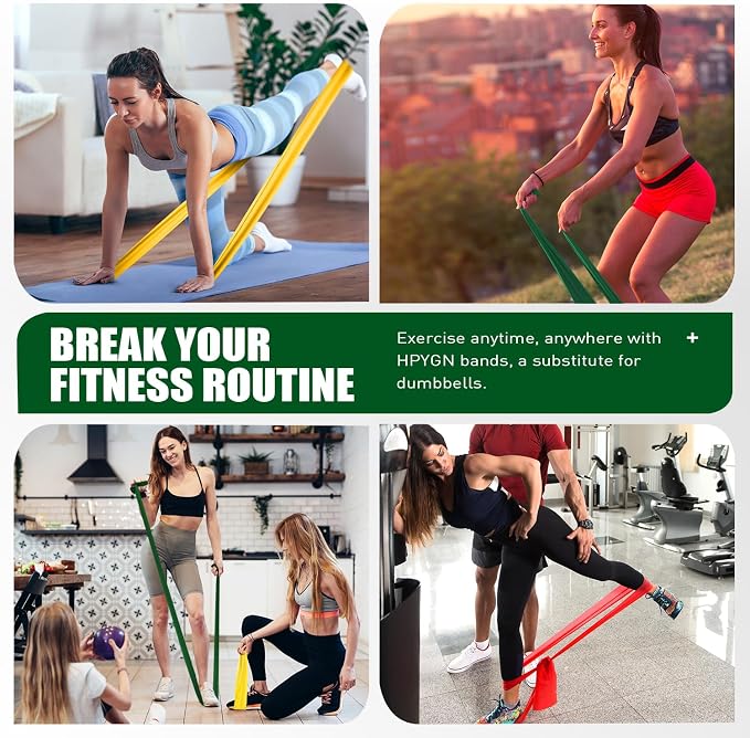 HPYGN 3 Levels Non-Latex Exercise Bands for Physical Therapy & Yoga, Professional Resistance Bands Set for Working Out, Strength Training, Pilates & Rehab, TPE Elastic Stretch Bands for Seniors, Women