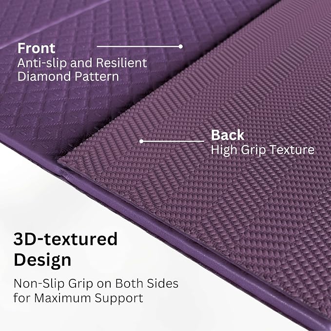 Foldable Yoga Exercise Mat, 6mm/8mm/10mm/12mm Thickness, 72 x 24 Inch - Lightweight, Anti-Slip, and Easy to Store for Yoga, Pilates, Home Workouts, and Floor Exercises