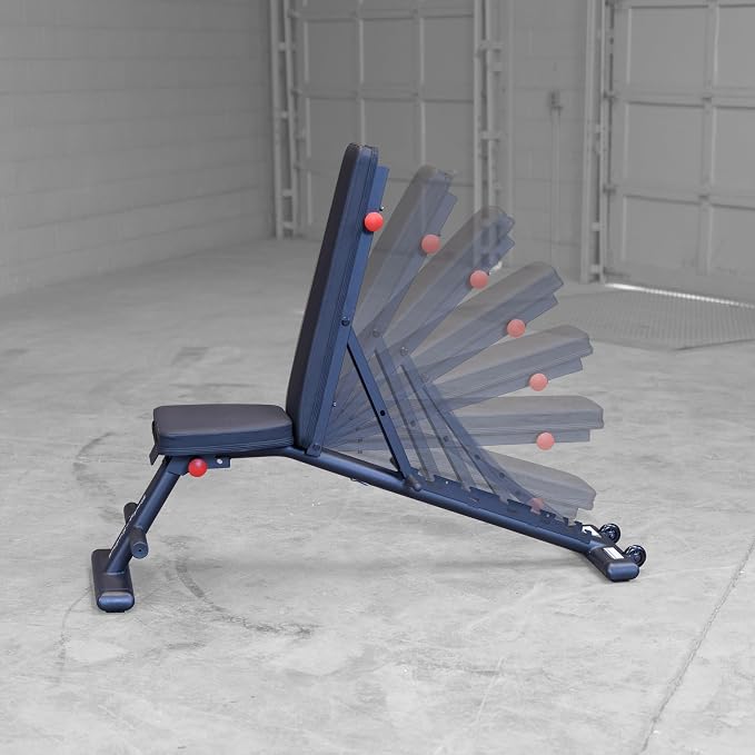 Body-Solid (GFID225B) Adjustable Weight Bench for Full Body Workout, 7-Position Easy Ladder Adjustment, No Assembly Required, with Incline, Decline & Flat Settings, Black | 7-Position Easy Ladder Adjustment. No Assembly Required. Includes Incline. Decl...