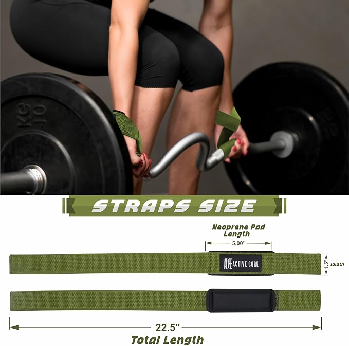 Lifting Wrist Straps for Weightlifting, Weight Lifting Straps Gym Strength Training, Neoprene Padded Wrist Support, Deadlift Straps for Men & Women, 22.5 Inch Cotton