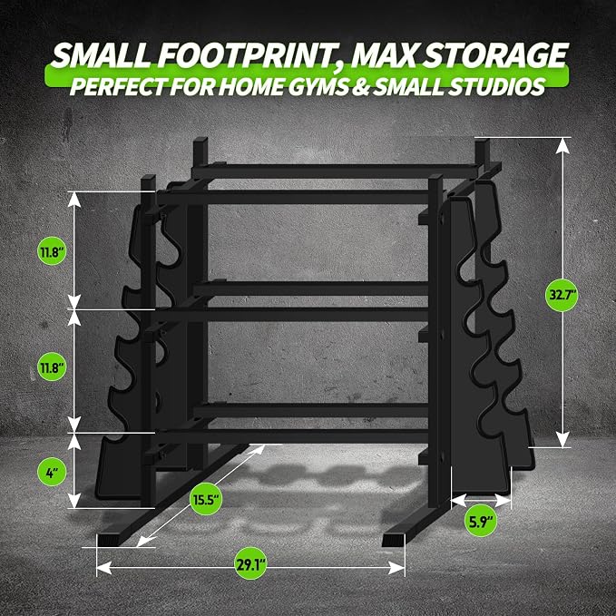 Heavy Duty Dumbbell Rack, 2-Side Extension Holder for Home Gym Storage Rack | Adjustable Width, Large Weight Capacity, Sturdy Steel Stand Only, for Dumbbells & Kettlebells Home Gym Storage Rack