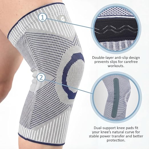 GOOGAH Knee Brace for Women Men - Knee Compression Sleeve for Knee Pain Relief, Arthritis, Meniscus Tear, ACL & MCL Support (2 Pack)