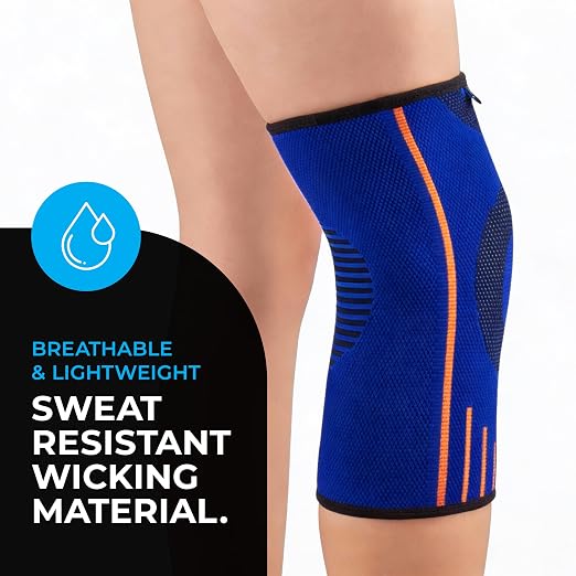 VITTO Kids Knee Brace - Osgood Schlatter Knee Brace Youth, Compression Sleeve for Boys and Girls from 4-14 years old (Blue, L)