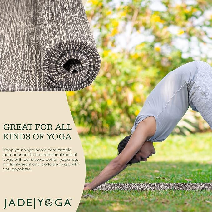 Jade Yoga Organic Cotton Hand Loomed Yoga Mat 72" Indigo