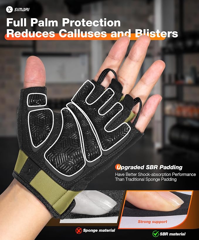 SIMARI Breathable Workout Gloves with Cushion Pad/Grip/Reduce Calluses, Weight Lifting Gloves for Gym Exercise, Cycling, Weightlifting Training, Fitness, Pilates, Kayaking, Gift for Men & Women