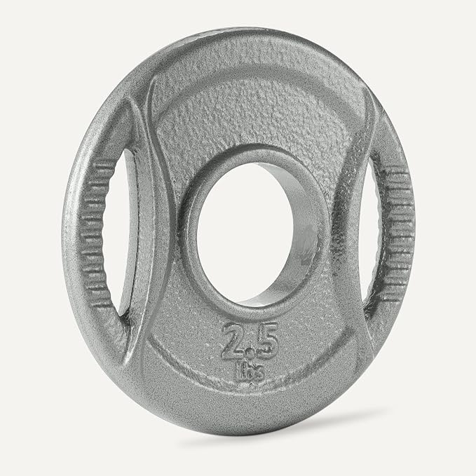 Amazon Basics 2-Inch Olympic Grip Weight Plates, Cast Iron, for Powerlifting, CrossFit & Strength Training