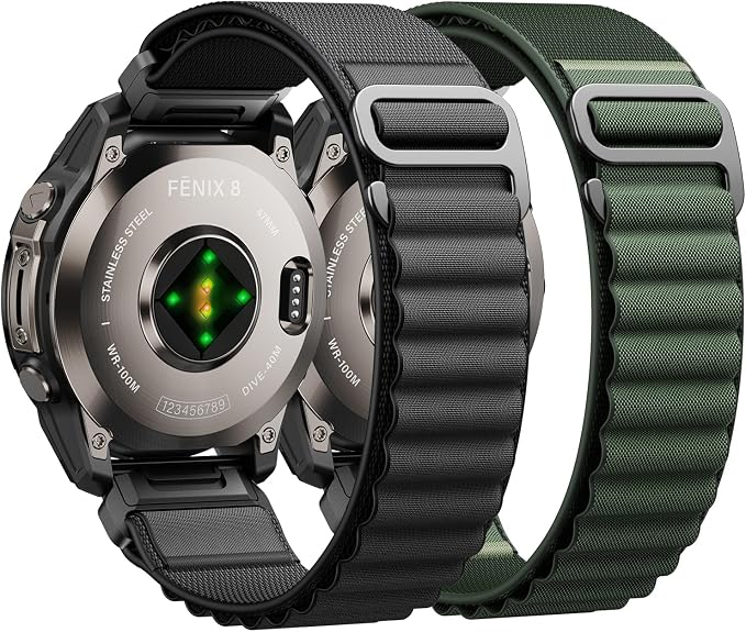 Alpine Loop Nylon Watch Band Compatible with Garmin Fenix 5/6/7/8 47mm, Quickfit 22mm Rugged Watch Bands for Garmin Epix Gen 2/Fenix 8 Pro 47mm/7 Pro/6 Pro/5 Plus/Forerunner 935/S62