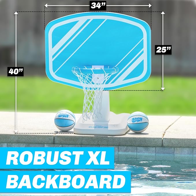 GoSports Splash Hoop PRO Pool Basketball Game – Modern Poolside Basketball Hoop with Backboard, Ball & Pump – Swimming Pool Basketball Hoop for Inground & Above Ground Pools