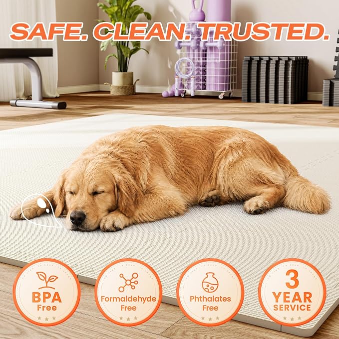 SUPERJARE Gym Floor Mats, EVA Foam Puzzle Exercise Mats, Interlocking Floor Mats, Cushioned Foam Floor Tiles, Gym Flooring Workout Mat for Home Gym, Playroom, Garage, 12.6"x12.6"x0.4"