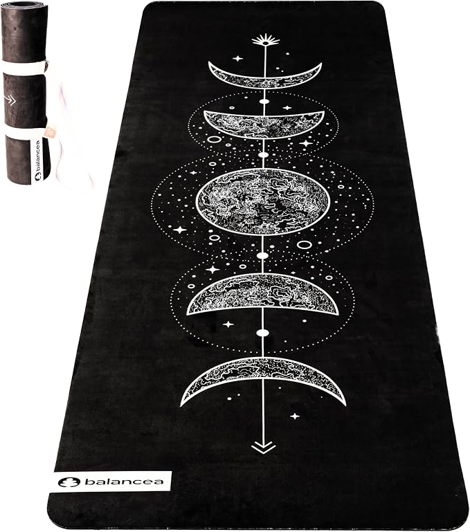 Yoga Mat With Strap 5mm Non Slip Suede & TPE - Eco-Friendly Fitness & Exercise Mat for Home Gym, Pilates, Hot Yoga, and Meditation - Lightweight Durable 72 x 24 inch Workout Mat for Women, Men