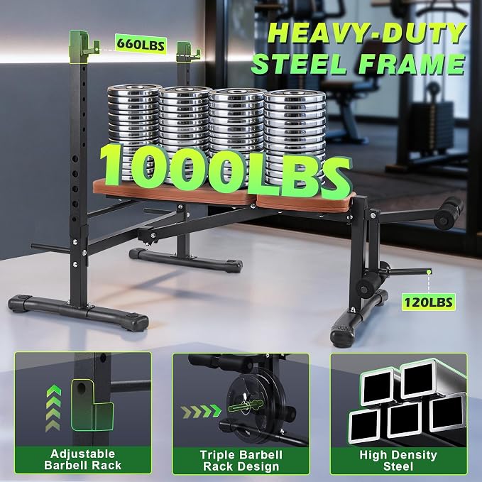 Adjustable FID Weight Bench for Home Gym | Bench press Set with 8-Level Barbell Rack, Flat/Incline/Decline Full Body weight benches for home gym