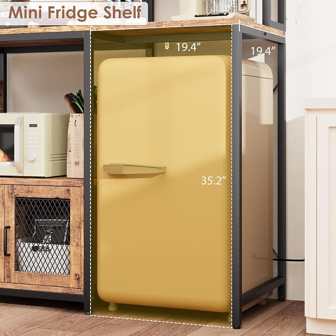 Garvee Microwave Stand & Fridge Stand, Baker's Rack with Power Outlet