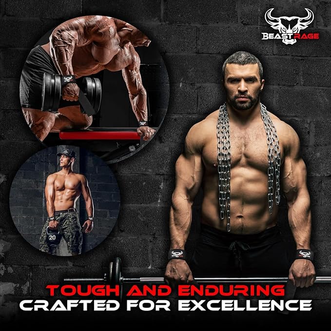 BEAST RAGE Lifting Wrist Straps for Weightlifting, Straps Gym Grip Power Workouts Lifting Straps Padded Neoprene & Premium Cotton Men Women, Deadlift Bodybuilding Exercise Lifting Straps