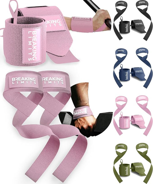 Breaking Limits Lifting Straps & Wrist Wraps for Weightlifting Men & Women | Wrist Straps for Weightlifting, Workout Gym Straps, Deadlift Straps, Cotton, Neoprene, Thumb Loops, Reinforced Stitching