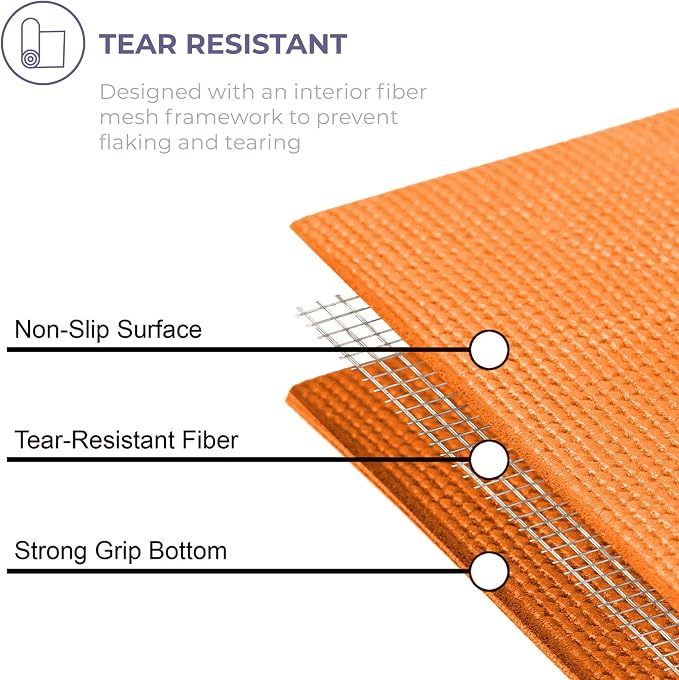 Voyage 5mm Studio Yoga Mats, 6 Pack, 72x24in | Extra Long, Anti-Tear Exercise Mats for Workout, Stretching, Fitness - Non Slip Gym Mats for Home, Schools and Studios