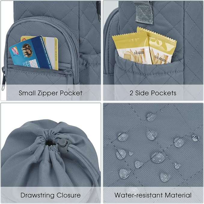 sportsnew 40oz Insulated Crossbody Water Bottle Bag Gym Hiking Phone Pocket | Water-resistant Lining, Padded Strap, Top Handle, Drawstring, Phone Pocket, Elastic Slots, Built-In Key Clip for Gym Walking