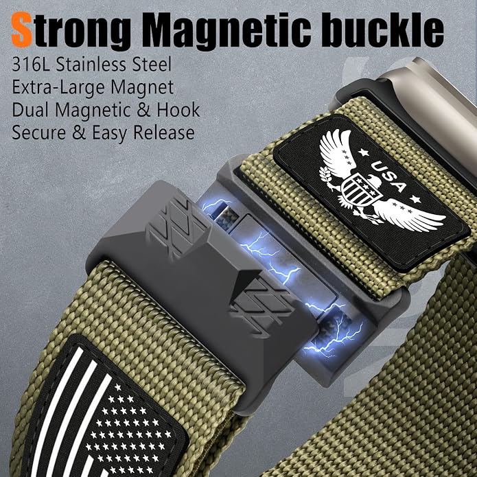 Rugged Nylon- Compatible with Apple Watch Ultra 3/ Ultra 2 Band 49mm Men,Tactical Soft Woven Stars- Stripes Flag Sport Strap for iWatch Bands 46mm 45mm 44mm 42mm Series 11 10 9 8 7 6 5 4 3 2 1 Se